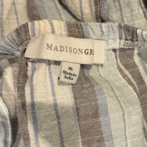 MADISON GREY Cotton Sleeveless Ruffle Open Back Striped Flounce Dress XL - Picture 3 of 5